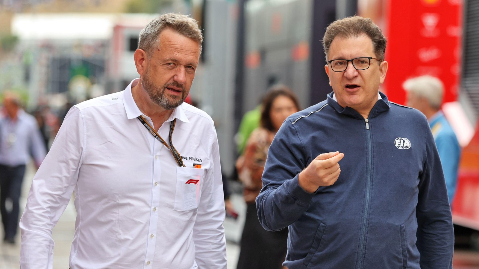 Steve Nielsen (left) with Nikolas Tombazis. Budapest, July 2022.