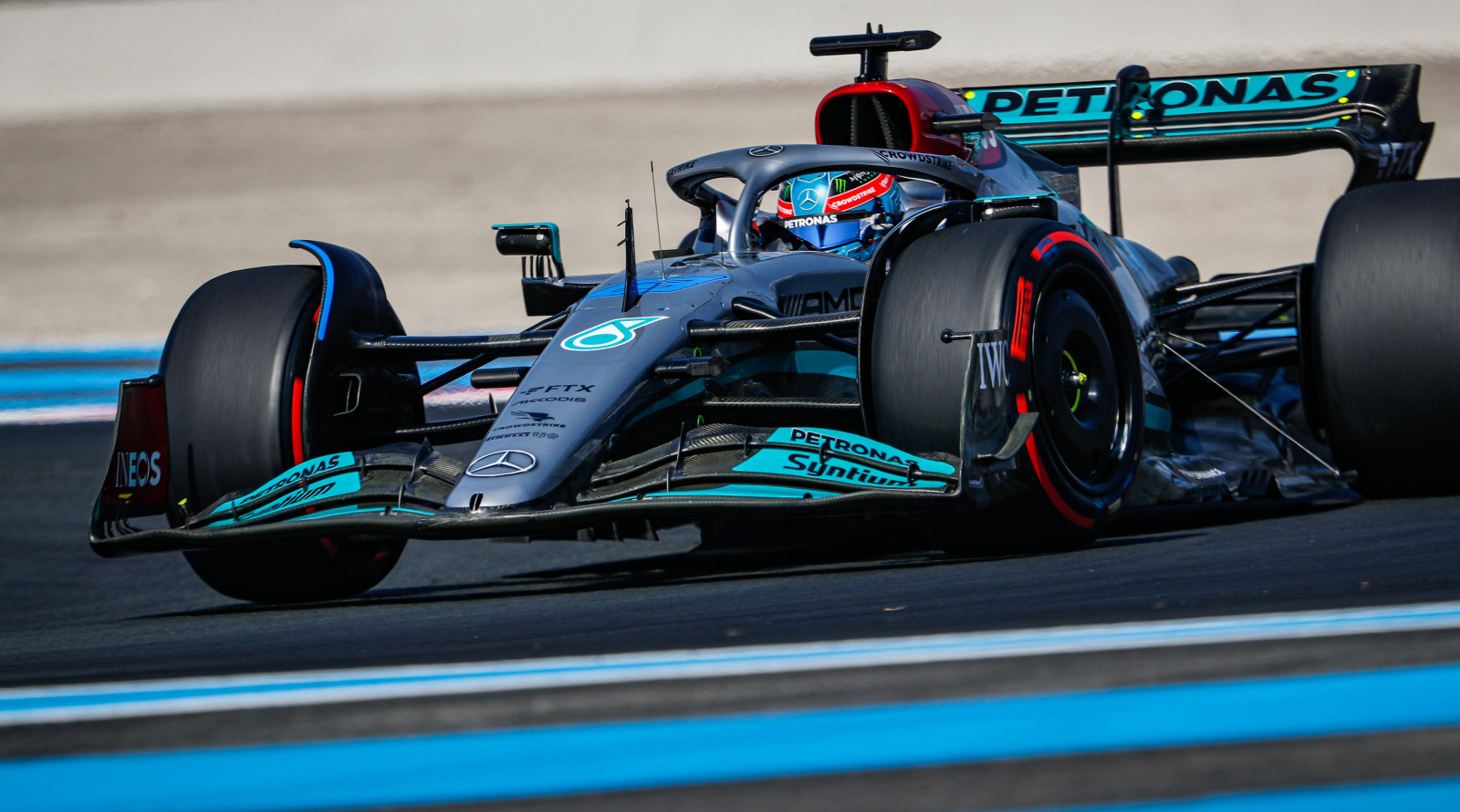 Mercedes' George Russell at Paul Ricard, 2022.