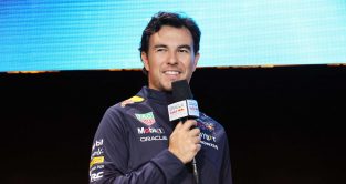 Sergio Perez at the Red Bull RB19 car launch. New York February 2023.