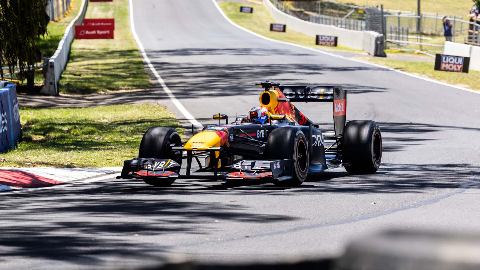 Liam Lawson in the Red Bull RB7. Bathurst February 2023.