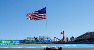The United States flag flying at COTA. Austin, October 2022.