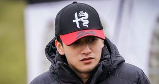 Zhou Guanyu in a hat ahead of the 2023 season.