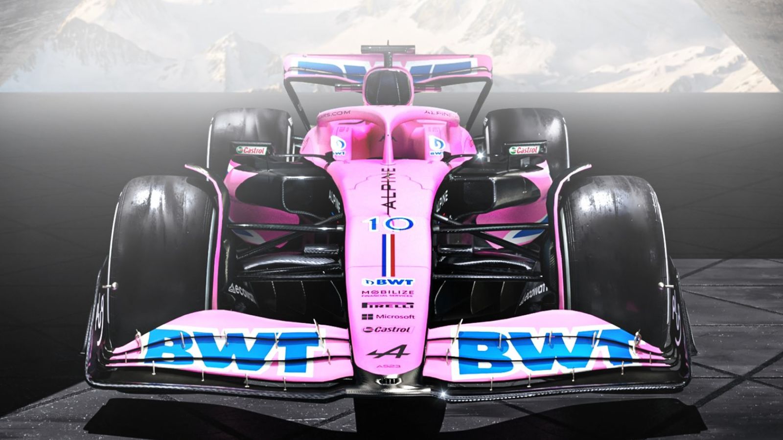Alpine A523 pink livery front.