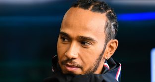 Lewis Hamilton with a coat on. Silverstone, February 2023.