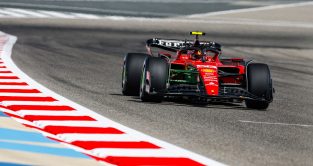 Carlos Sainz drives the Ferrari SF-23 during Bahrain testing. Bahrain February 2023
