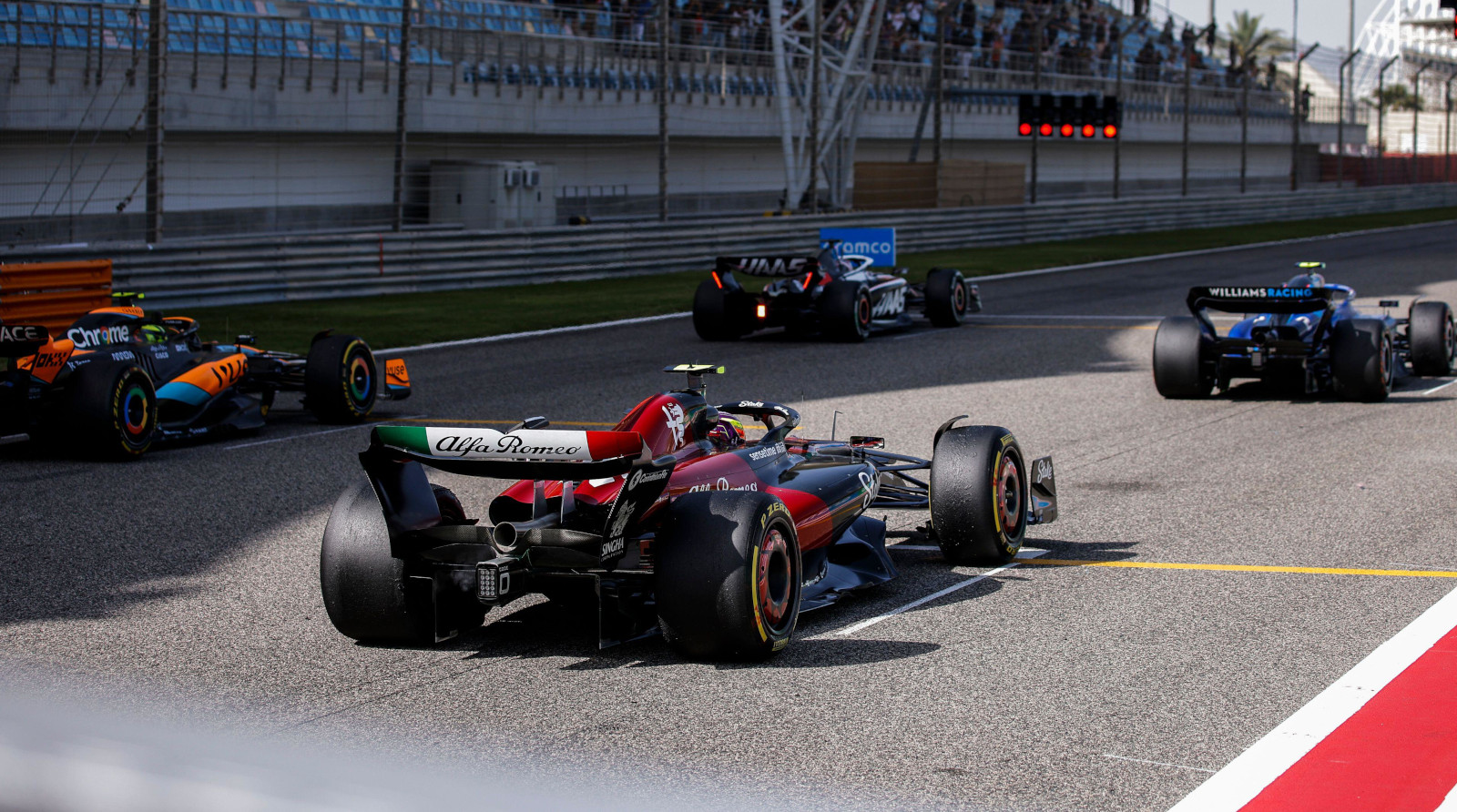 2023 cars practicing a start. Bahrain February 2023