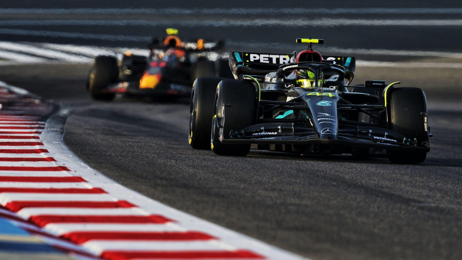 Mercedes driver Lewis Hamilton during Bahrain testing, Sakhir, February 2023.
