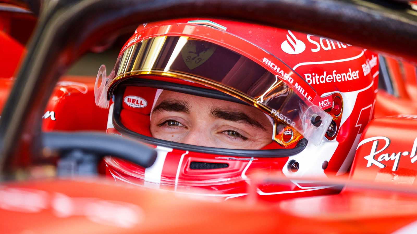 Charles Leclerc in the cockpit. Bahrain February 2023.