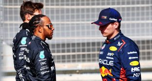 Lewis Hamilton and Max Verstappen on the grid. Bahrain February 2023.
