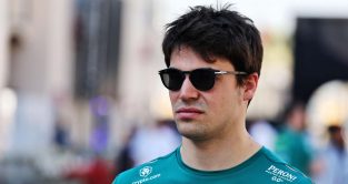 Lance Stroll arrives in the paddock. Bahrain March 2023.