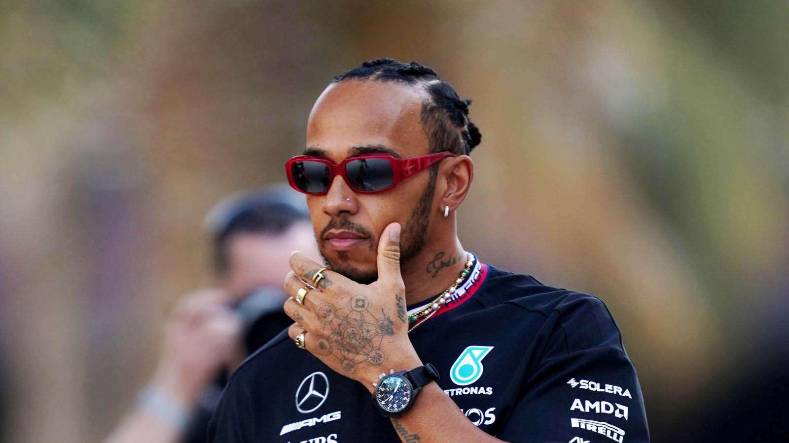 Lewis Hamilton in the paddock. Bahrain March 2023.