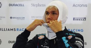 Alex Albon in the Williams garage putting on his fireproofs. Bahrain March 2023