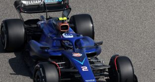 Logan Sargeant putting in the laps in the Williams. Bahrain February 2023