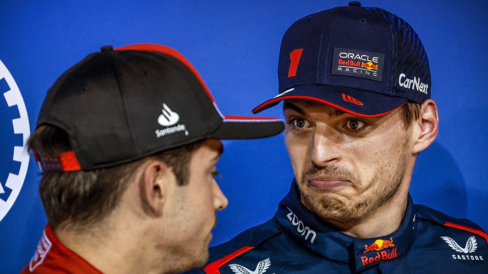 Max Verstappen, Red Bull, pulls a funny expression. Bahrain, March 2023.