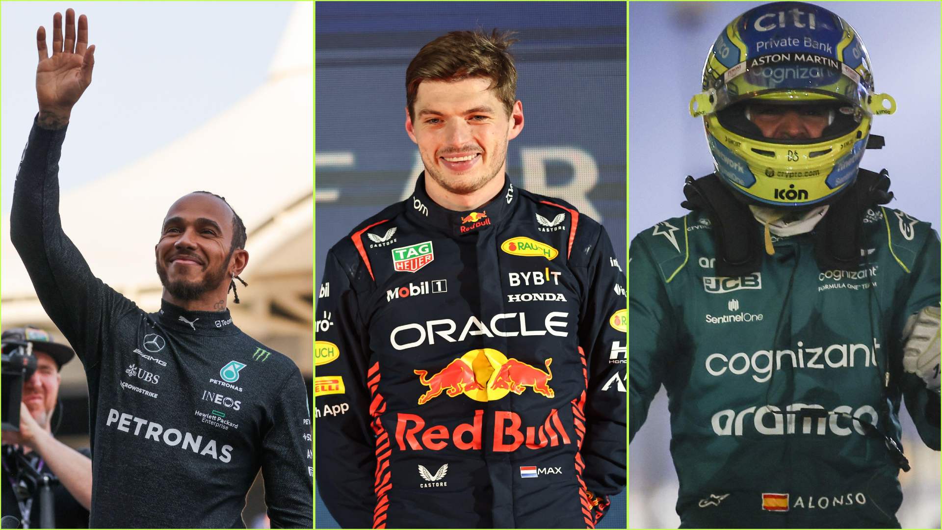 Lewis Hamilton, Max Verstappen and Fernando Alonso.