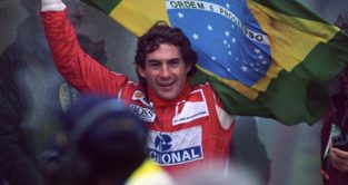Ayrton Senna wins the Brazilian Grand Prix. Interlagos 1991.