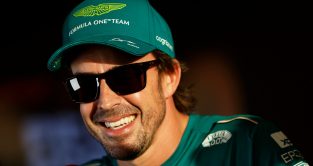 Fernando Alonso smiling wearing sunglasses. Saudi Arabia, March 2023.