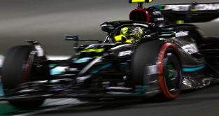 Mercedes' Lewis Hamilton on track at the Saudi Arabian Grand Prix. Jeddah, March 2023.