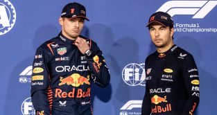 Max Verstappen and Sergio Perez, neither happy. Bahrain March 2023