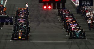The starting grid ready for its formation lap. Saudi Arabia March 2023.