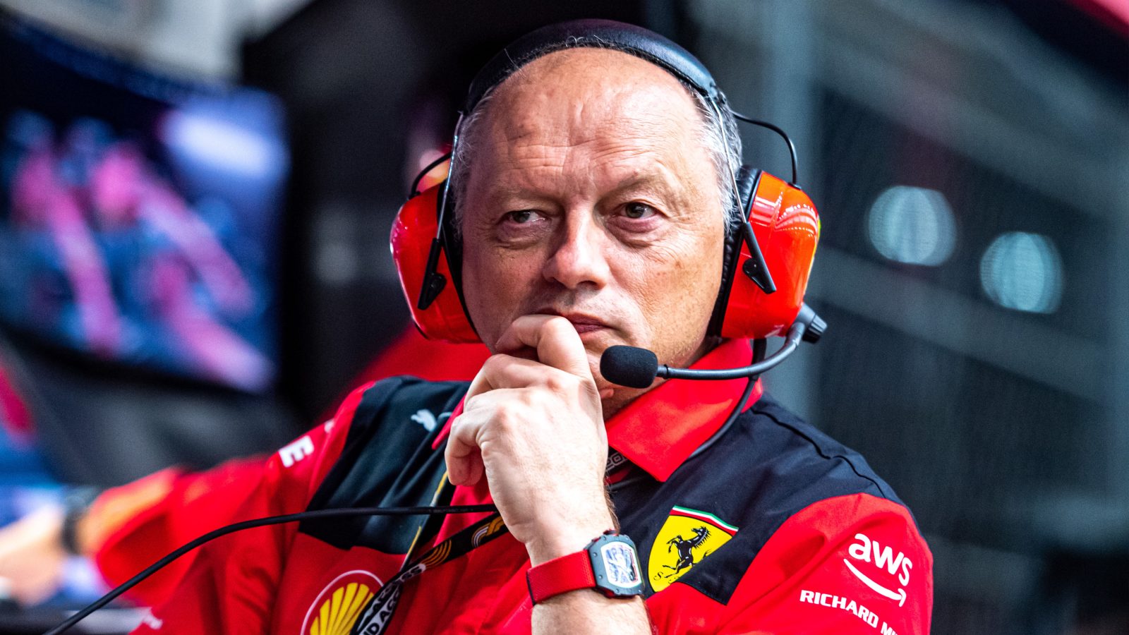 Fred Vasseur watches on from the pitwall. Saudi Arabia, March 2023.
