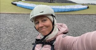 Angela Cullen goes paragliding. March 2023