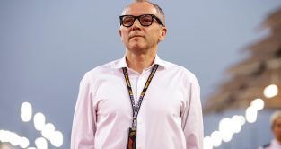 Stefano Domenicali watches on from the grid. Bahrain, March 2023.