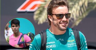 Fernando Alonso and Carlos Alcaraz image split, March 2023.
