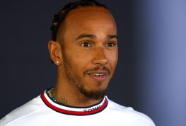 Lewis Hamilton, Mercedes, talks to media. Australia, March 2023.