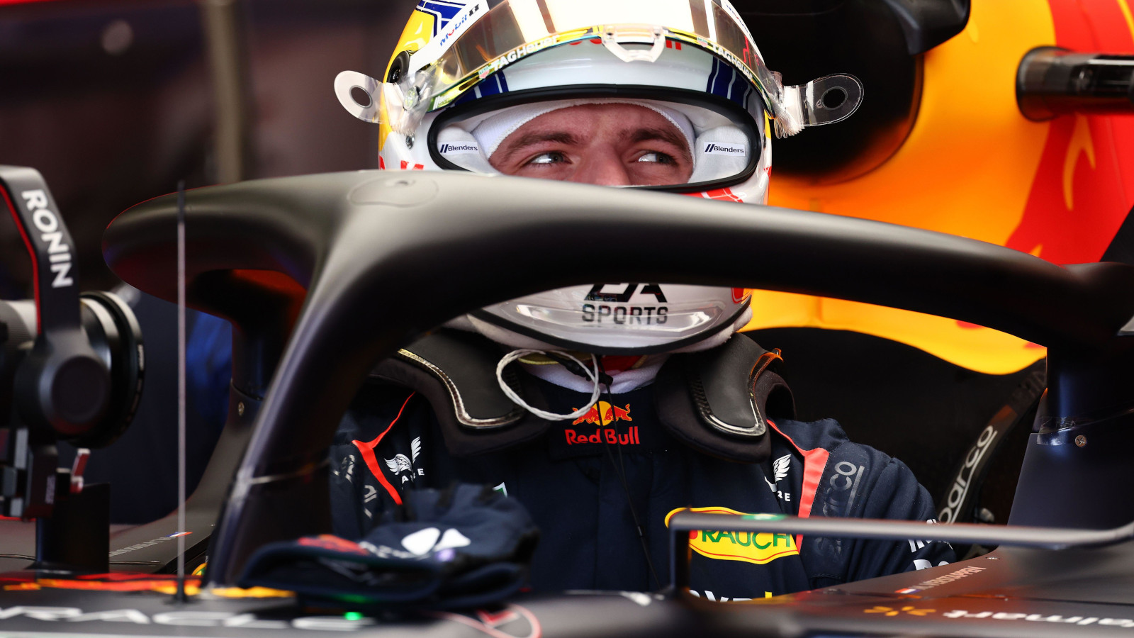 Max Verstappen looking to the right in his RB19. Melbourne April 2023 practice