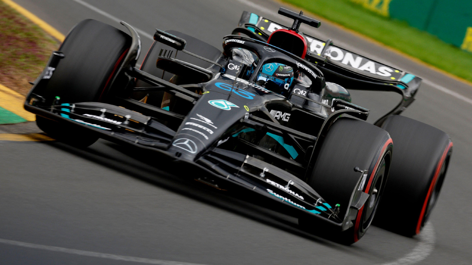 Mercedes driver George Russell on track at the Australian Grand Prix. Melbourne, April 2023.