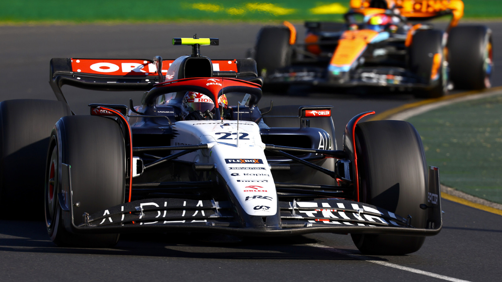 AlphaTauri driver Yuki Tsunoda on track at the Australian Grand Prix. Melbourne, April 2023.