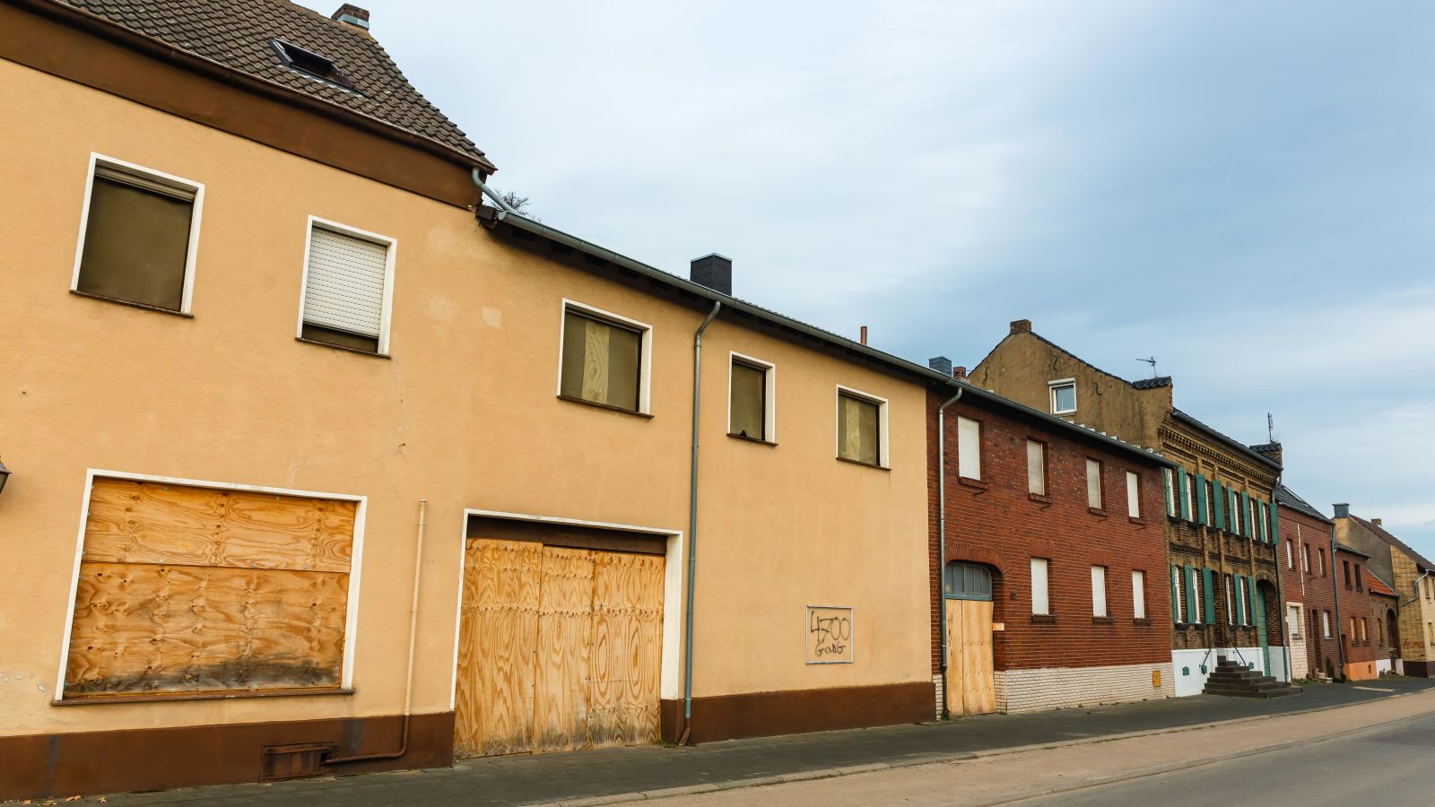 Kerpen-Manheim empty buildings, home town of Michael Schumacher. Germany, February 2020.