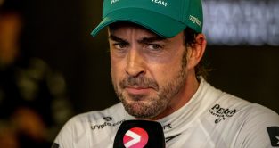 Fernando Alonso stern look speaking to the media. Azerbaijan April 2023