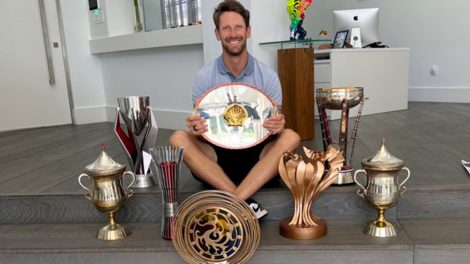 Romain Grosjean reunited with F1 trophies as Alpine bring them 'home' for  him : PlanetF1