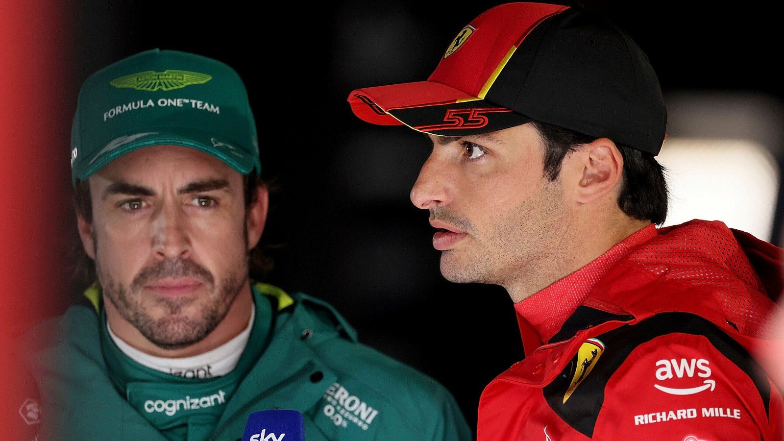 Fernando Alonso and Carlos Sainz, neither happy. Australia April 2023