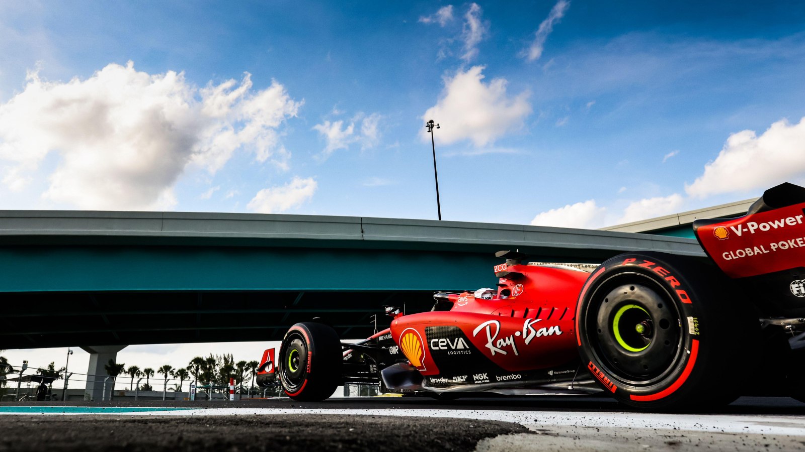 Ferrari driver Charles Leclerc during a practice session. Miami, May 2023.
