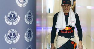 Max Verstappen walking through the Red Bull garage. Miami, May 2023.