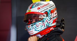 查尔斯Leclerc removing his helmet. Miami, May 2023.
