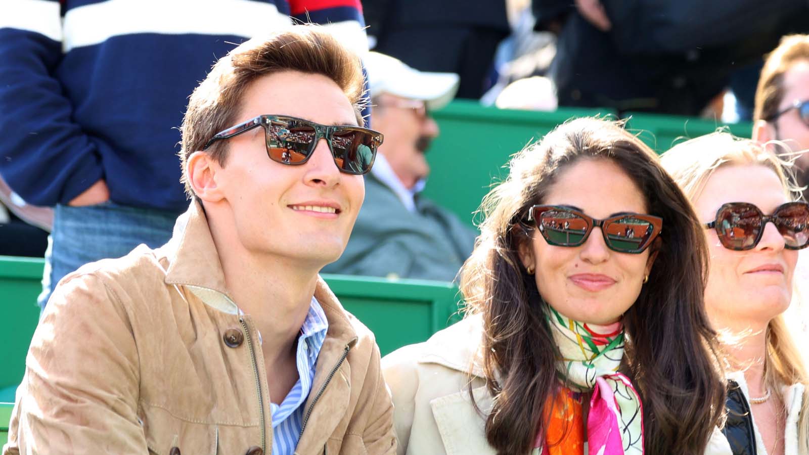 乔治·罗素和女友卡门·蒙特。F1车手摩纳哥2023年4月。