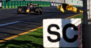 Max Verstappen under Safety Car conditions. Melbourne, April 2023.