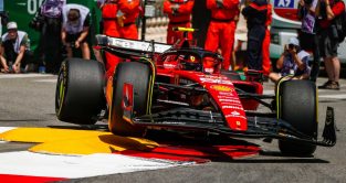 Carlos Sainz drives in practice. Monaco May 2023.