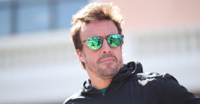 Aston Martin driver Fernando Alonso arrives at the paddock. Monaco May 2023.