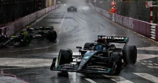 Mercedes' George Russell at the Monaco Grand Prix. Monte Carlo, May 2023.