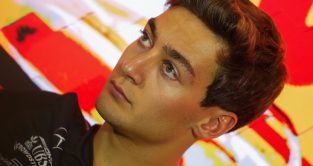 George Russell up close in the press conference. Spain May 2023