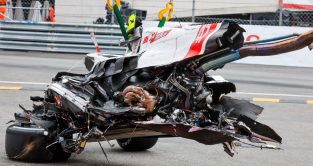 Mick Schumacher crashes in Monaco. Monaco May 2022