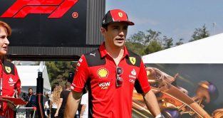 Charles Leclerc arrives in the paddock. Barcelona June 2023.