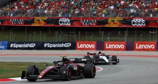 Alfa Romeo's Zhou Guanyu on track at the Spanish Grand Prix. Barcelona, June 2023.