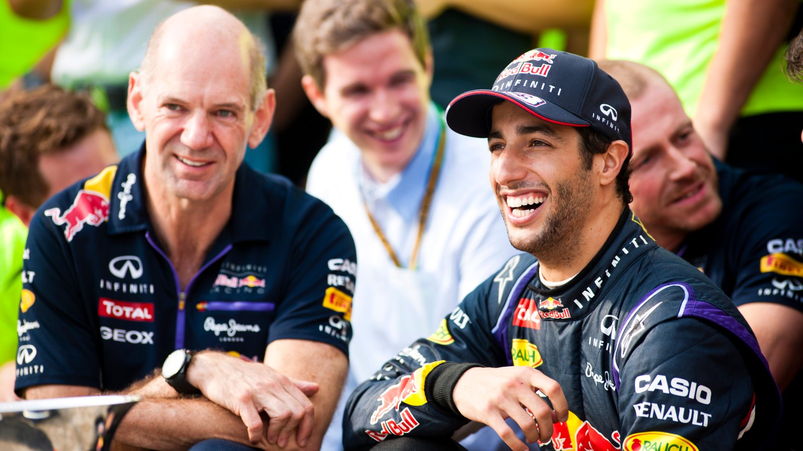 Adrian Newey and Daniel Ricciardo. Budapest, July 2014.