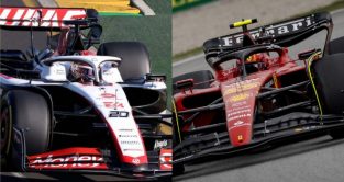 Haas and Ferrari side-by-side.